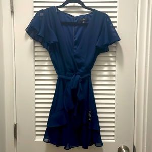 Lulus Navy Ruffled Mini Dress - Small